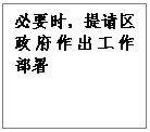 文本框: 必要时，提请区政府作出工作部署